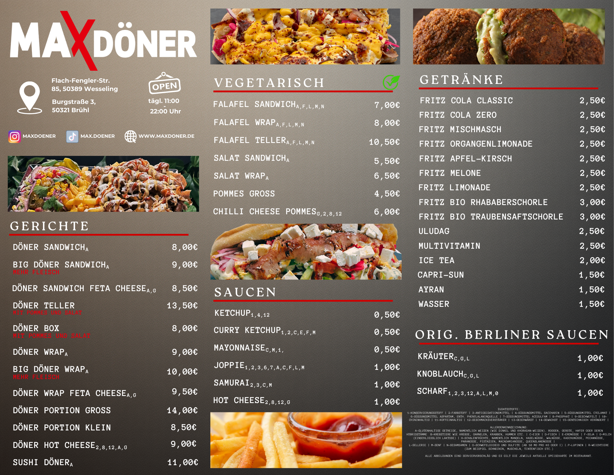 Max Döner Speisekarte